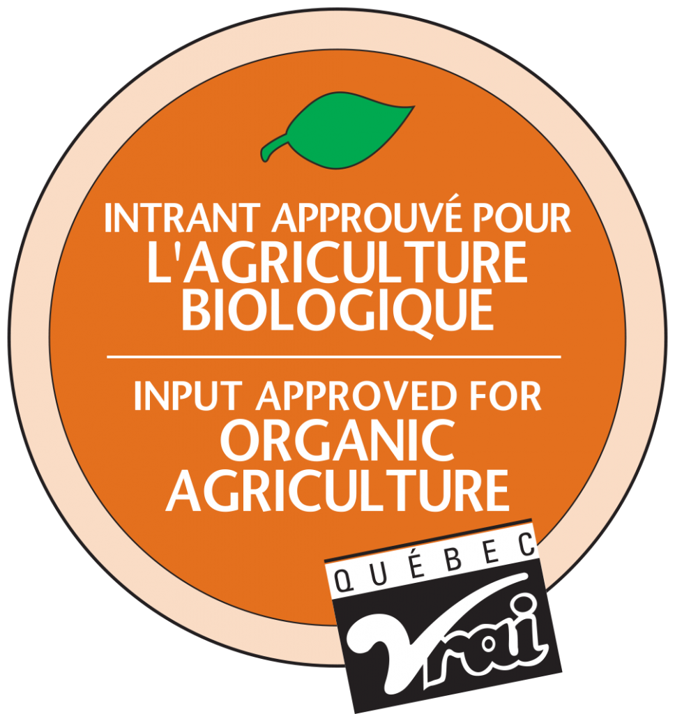 Approuvé pour l’agriculture biologique par Québec Vrai